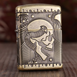 Zippo Chính Hãng Đồng Khắc Đầu Lâu Hộp Sọ Vỏ Dày Armor