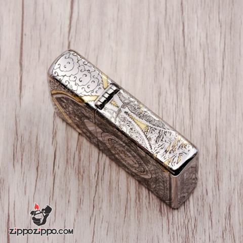 Zippo Chính Hãng Đồng Khắc Đức Phật Ngồi Trên Đài Sen Hoa Văn Tinh Tế Bản Chorme