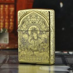 Zippo Chính Hãng Đồng Khắc Đức Phật Ngồi Trên Đài Sen Hoa Văn Tinh Tế Vỏ Dày - Mã SP: ZPC0337-169