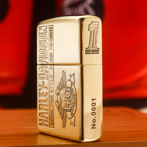 Zippo Chính Hãng Đồng Khối Khắc Logo Harley Davidson - Mẫu 2