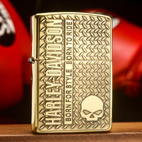 Zippo Chính Hãng Đồng Khối Khắc Logo Harley Davidson - Mẫu 4