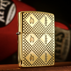 Zippo Chính Hãng Đồng Khối Khắc Logo Ngọn Lửa Zippo - Mẫu 1 - Mã SP: ZPC3241 