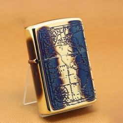 Zippo Chính Hãng Khắc Bản Đồ Cổ Vàng Nâu - Mã SP: ZPC1118