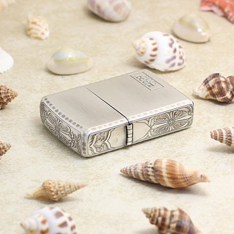 Zippo Chính Hãng Màu Bạc  Khắc Chữ Thập Quanh Viền Vỏ Dày Armor Giới Hạn