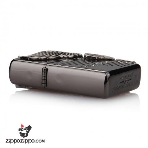 Zippo Chính Hãng Màu Đen Khối Hình Động Cơ Harley Davidson Bên Sườn