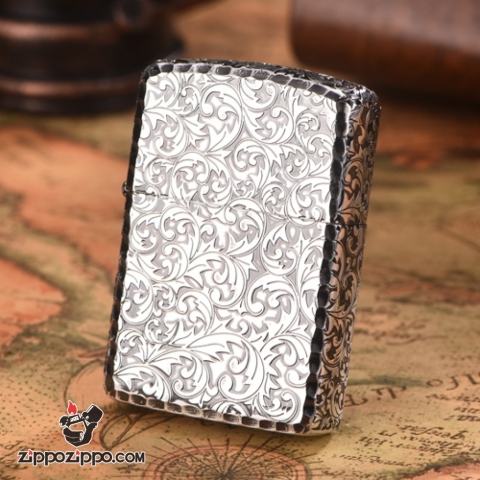 Zippo chính hãng nhật bạc khắc hoa văn