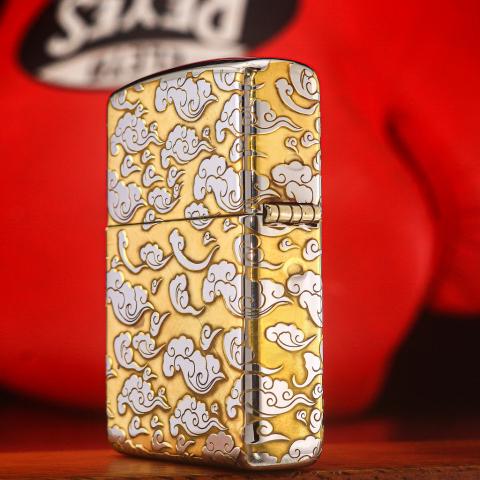Zippo Chính Hãng Phiên Bản Đồng Mạ Chrome Armor Khắc Rồng Bay Trên Mây
