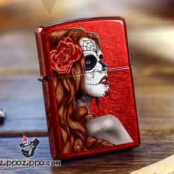 Zippo Chính Hãng Phiên Bản Hàn Quốc Màu Đỏ In Hình Cô Gái Ma - Mã SP: ZPC1055