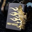 Zippo Chính Hãng Phiên Bản Harley Davidson Màu Đen Có Hình Chim Ưng Mạ Vàng Bên Sườn