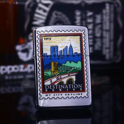 Zippo Cổ bạc xước in tem thành phố Skyline sản xuất 2000 - Mã SP: ZPC2824