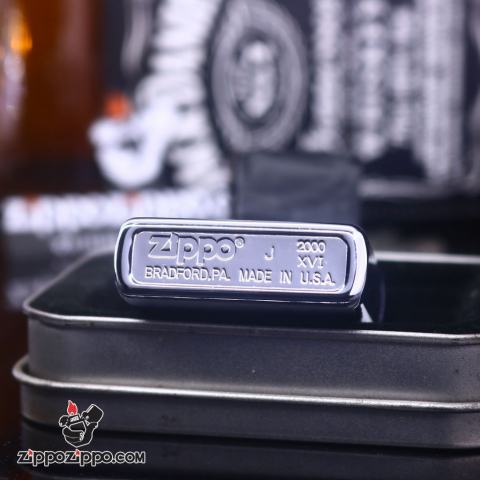 Zippo Cổ bạc xước in tem thành phố Skyline sản xuất 2000
