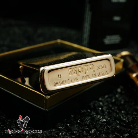 Zippo Cổ Đồng Nguyên Khối Mạ Vàng Hồng Khắc Hình Lá Phong Sản Xuất Năm 2000