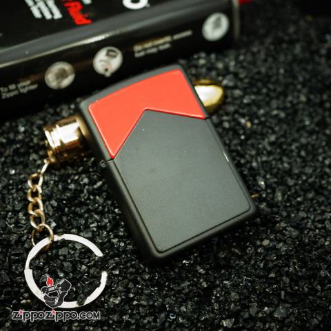 ZIPPO CỔ SƠN TĨNH ĐIỆN MÀU ĐEN ĐỎ SX NĂM 1996