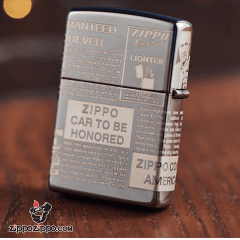 Zippo khắc Laser hình ảnh hình những bài báo nổi tiếng viết về lịch sử Zippo