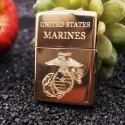Zippo khắc logo Marinnes vỏ đồng nguyên chất - Mã SP: ZPC1843