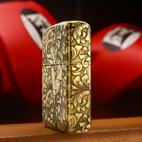 Zippo Khắc Windy Hoa Văn Hai Mặt Bản Armor