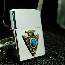 Zippo La mã ốp đá xanh ấn độ sản xuất 1997 - Mã SP: ZPC2984-1 
