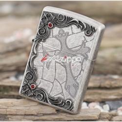 Zippo mạ bạc cổ khắc thánh xuất hàn - Mã SP: ZPC1904-T
