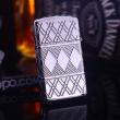 Zippo Slim Armor họa tiết kim cương gằn viên pha lê trắng