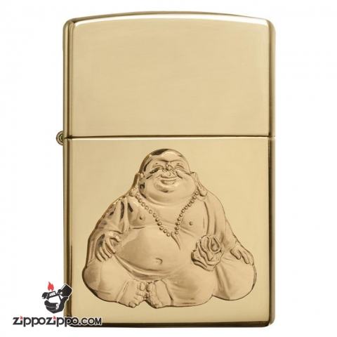 Bật Lửa Zippo Đồng Vàng Thần Buddha Cười - SKU 29626